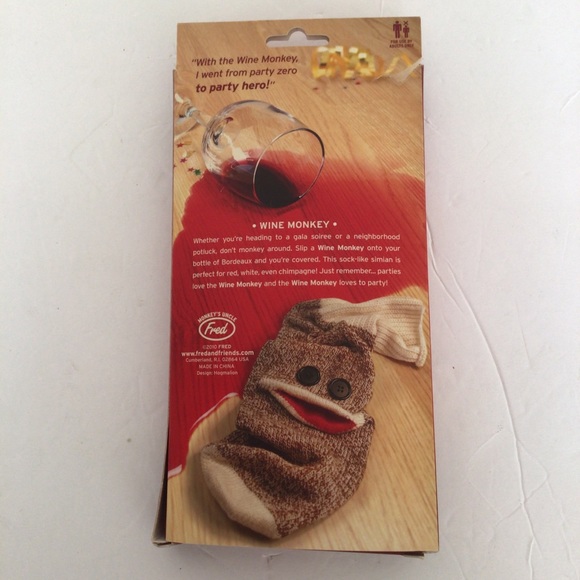 Genuine Fred WINE MONKEY Sock Monkey Bottle Caddy NWT - Picture 8 of 12